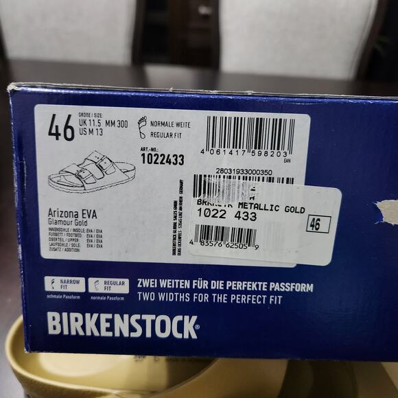 NWT Birkenstock Arizona EVA Sandals Glamour Gold Size EU 46 US 13 - Picture 5 of 5